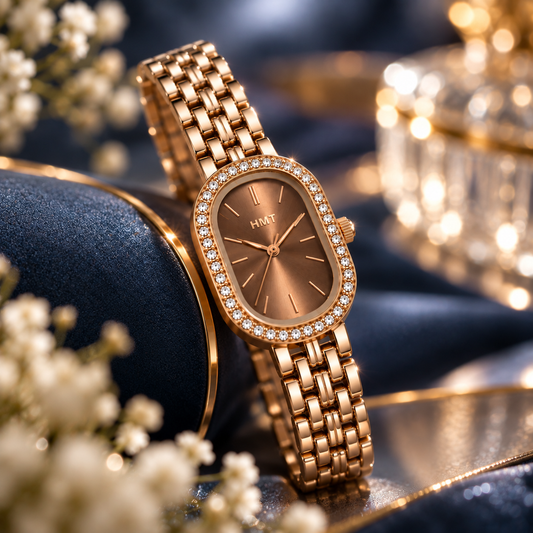 Elegant Brown Crystal Bracelet Watch for Women
