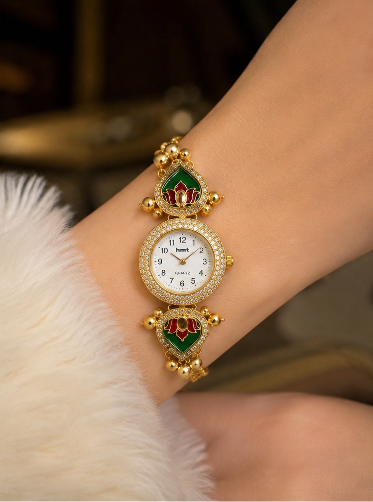 Heritage Kashmiri Anti-tarnish Kundan Bracelet Watch