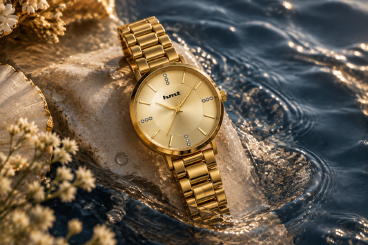 Golden Dial Premium Stainless Steel Bracelet Watch for Men and Women