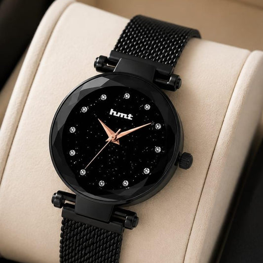 Black Starry Night Analog Watch
