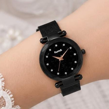 Black Starry Night Analog Watch