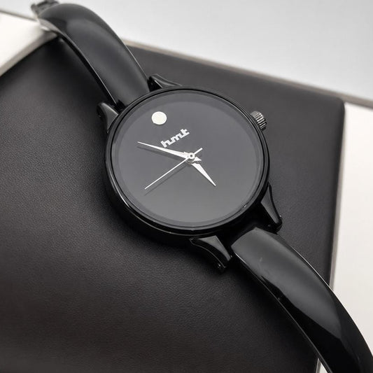 Matte Black Metallic Bangle Watch