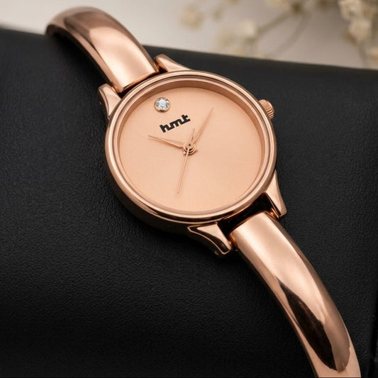 Rose Gold Metallic Bangle Watch