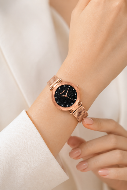 Rose Gold Starry Night Analog Watch