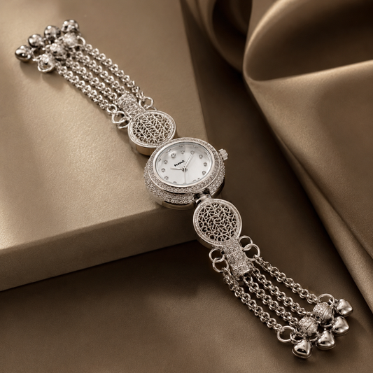 Kashmiri Oxidised Silver Ghungroo Watch