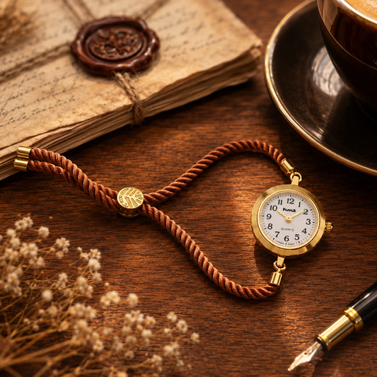 Anti-Tarnish Gold Plated Dial Vintage Rope Bracelet Watch