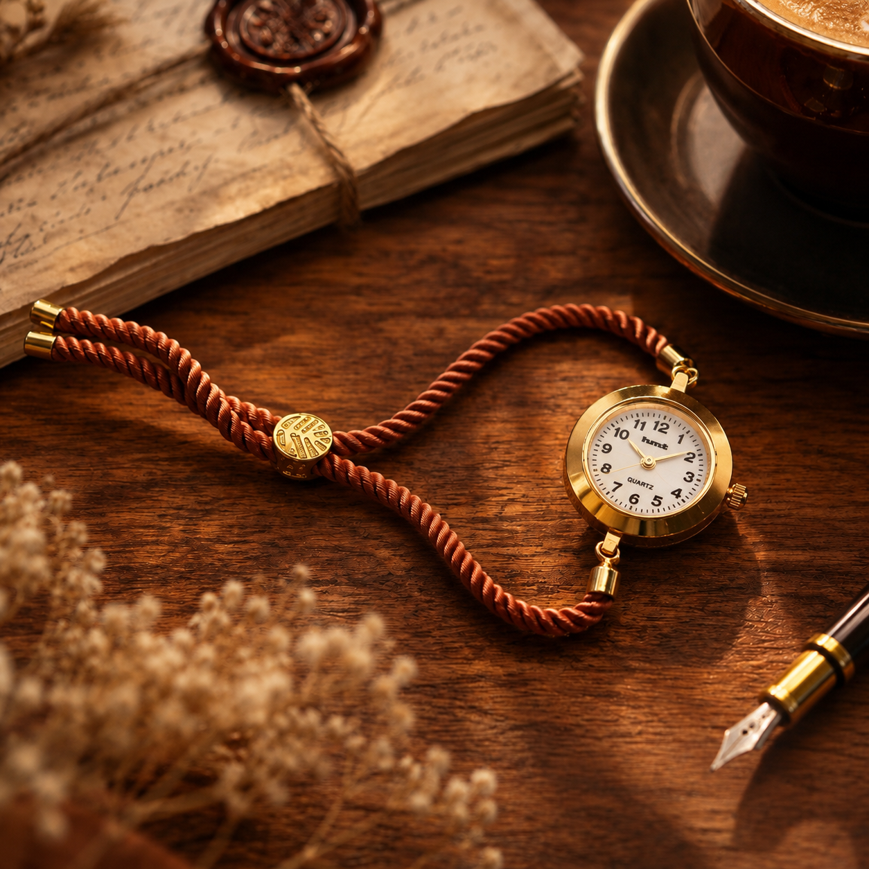 Anti-Tarnish Gold Plated Dial Vintage Rope Bracelet Watch