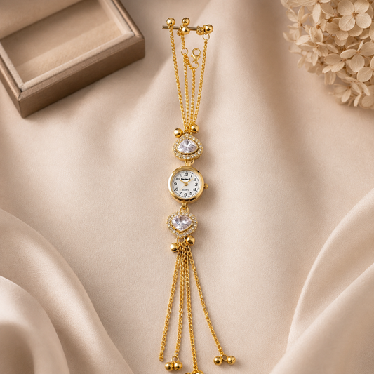 Anti-Tarnish Traditional Kundan Kashmiri Bracelet Watch