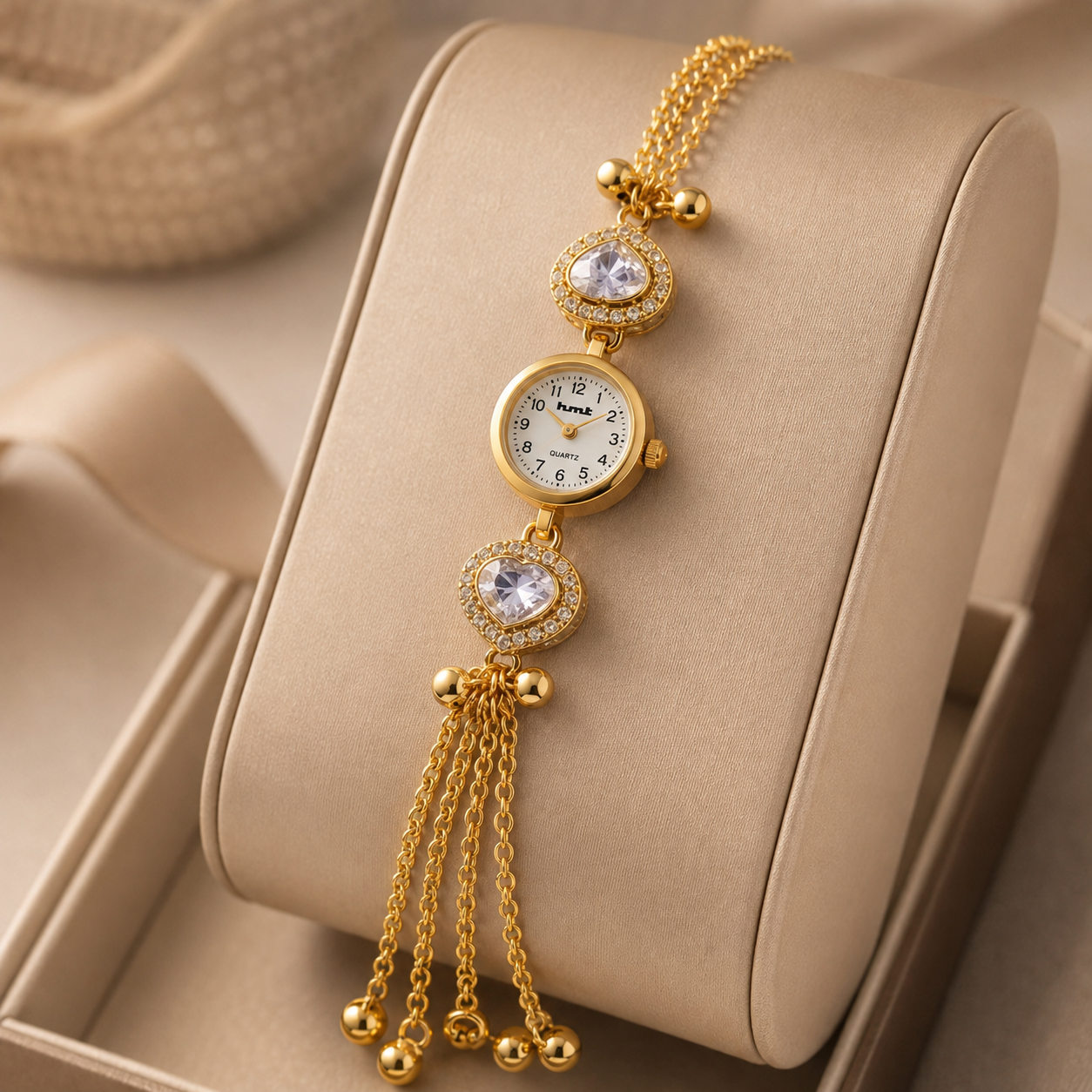 Anti-Tarnish Traditional Kundan Kashmiri Bracelet Watch