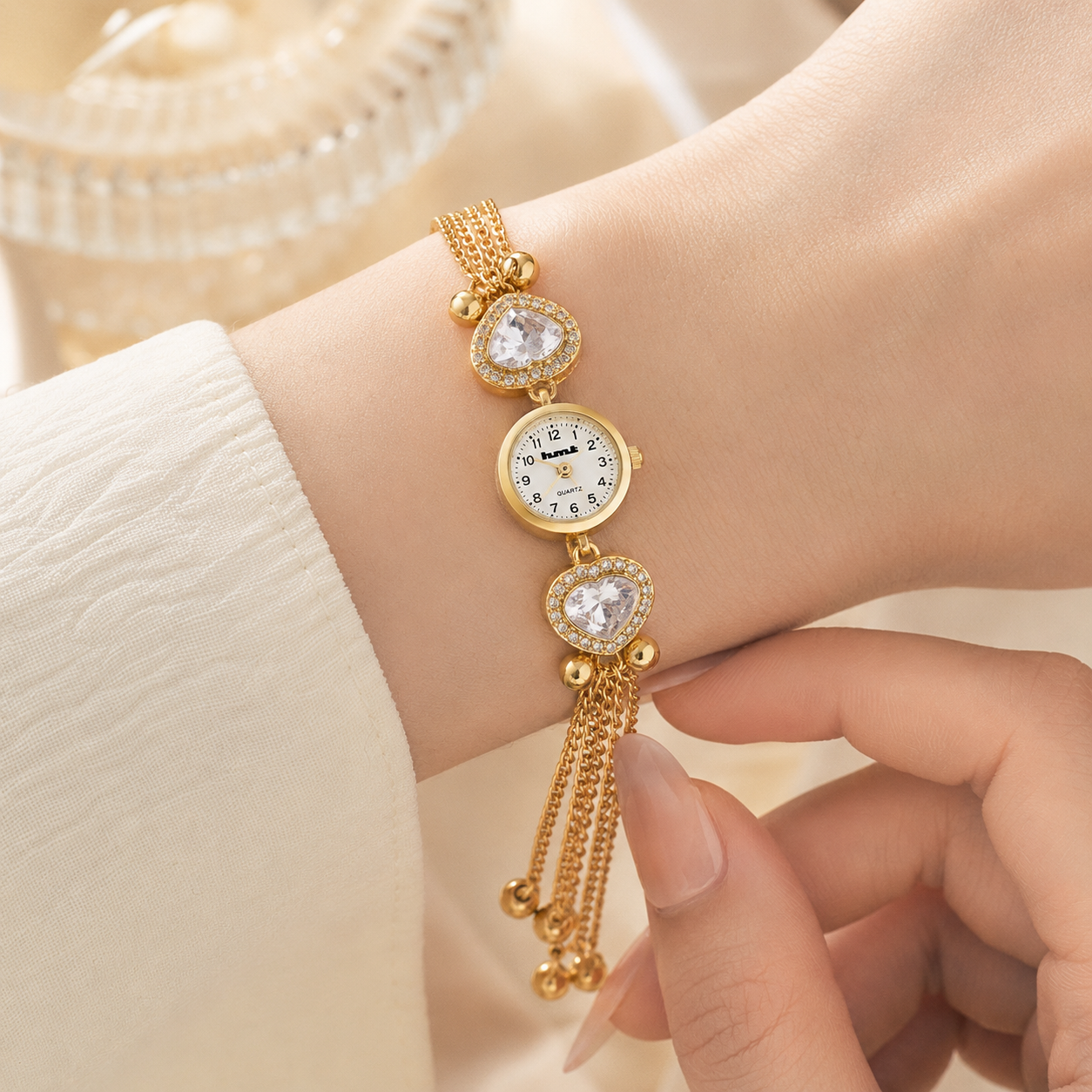 Anti-Tarnish Traditional Kundan Kashmiri Bracelet Watch
