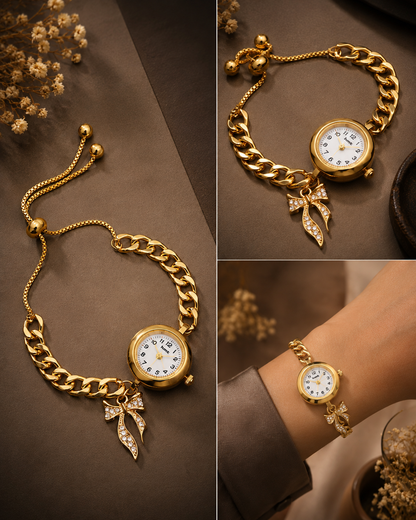 Premium Anti-Tarnish Gold-Plated Adjustable Charm Watch Bracelet