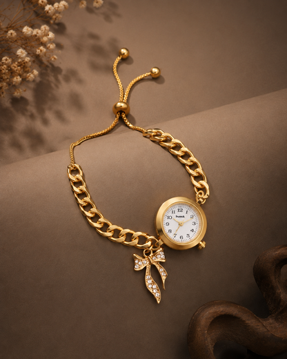 Premium Anti-Tarnish Gold-Plated Adjustable Charm Watch Bracelet