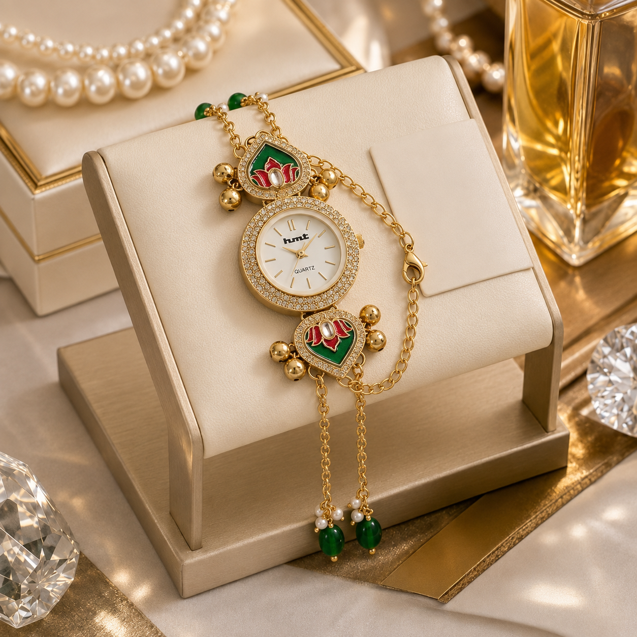 Heritage Kashmiri Anti-tarnish Kundan Bracelet Watch