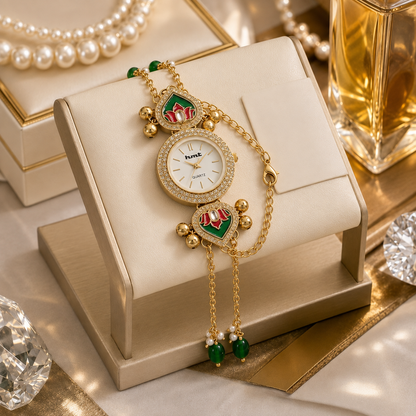 Heritage Kashmiri Anti-tarnish Kundan Bracelet Watch