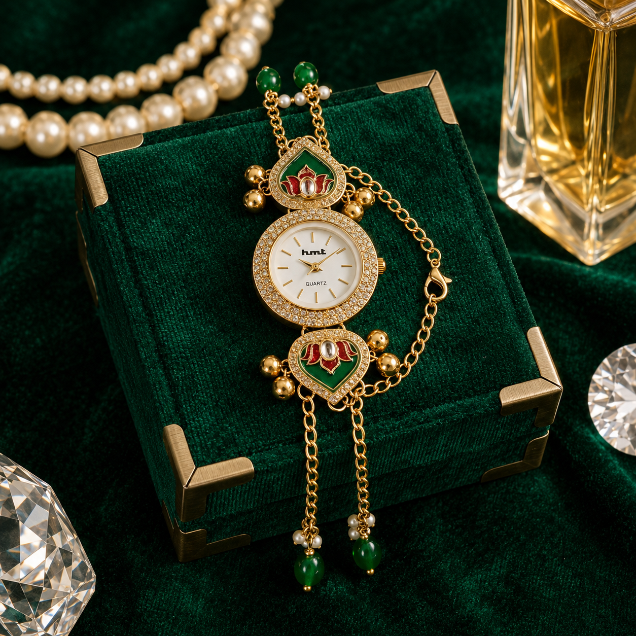 Heritage Kashmiri Anti-tarnish Kundan Bracelet Watch