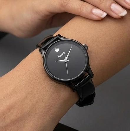 Matte Black Metallic Bangle Watch
