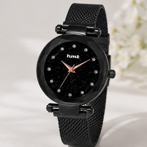 Black Starry Night Analog Watch