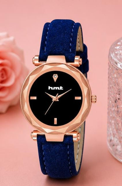 Rose Gold Watch with Blue Velvet Strap