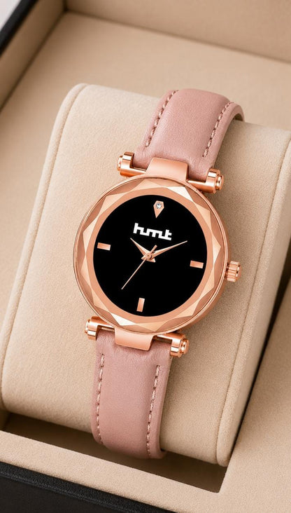 Rose Gold Watch with Pink Leather Strap