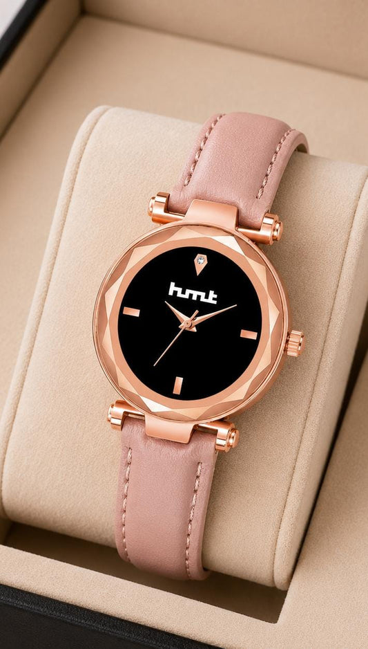 Rose Gold Watch with Pink Leather Strap