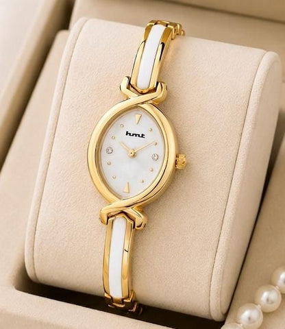 Gold-Tone Watch With White Dial