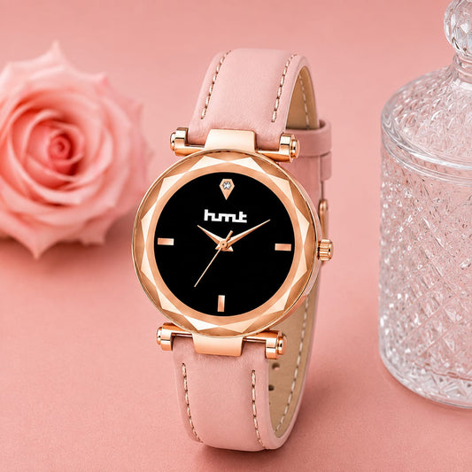 Rose Gold Watch with Pink Leather Strap