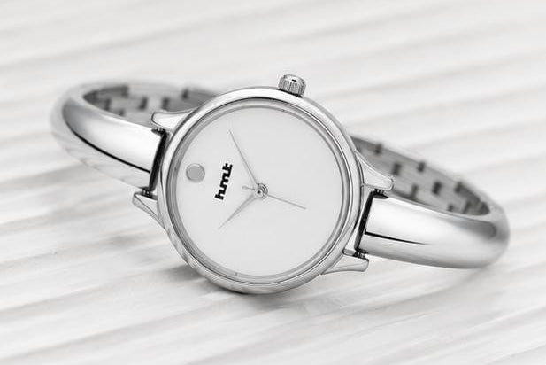 Silver Metallic Bangle Watch
