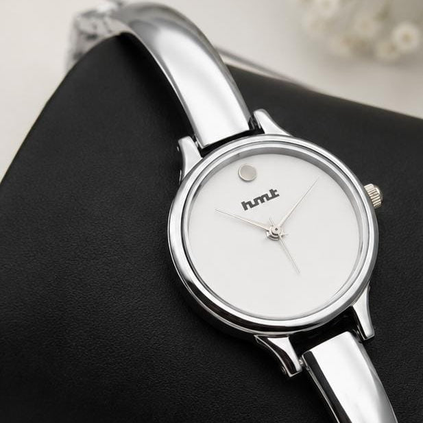 Silver Metallic Bangle Watch