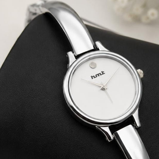 Silver Metallic Bangle Watch
