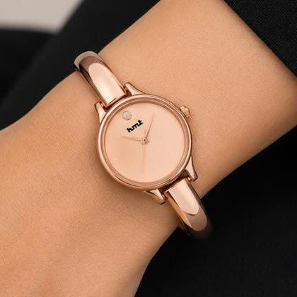 Rose Gold Metallic Bangle Watch
