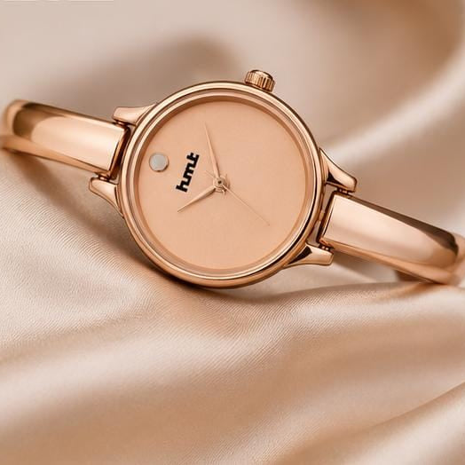 Rose Gold Metallic Bangle Watch