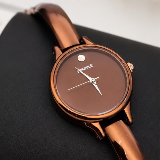 Copper Metallic Bangle Watch