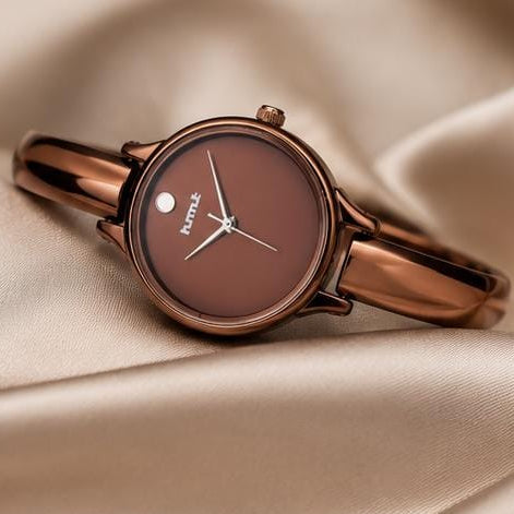 Copper Metallic Bangle Watch