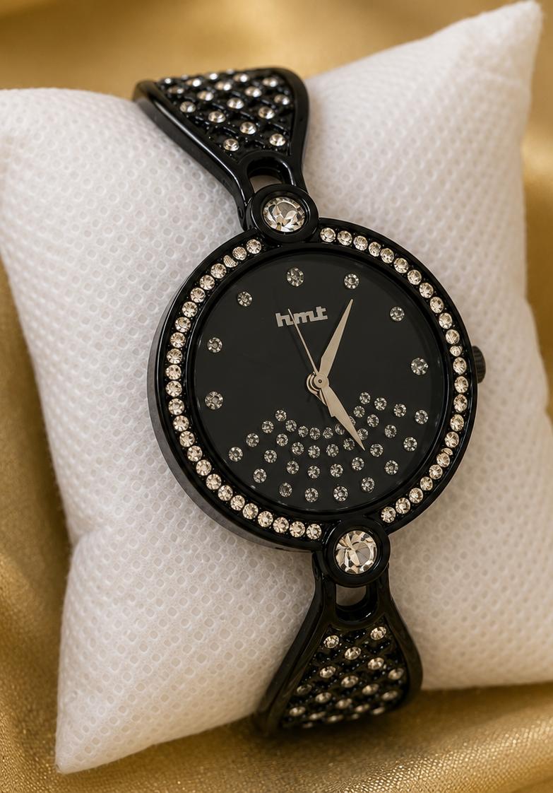 Crystal Studded Black Watch