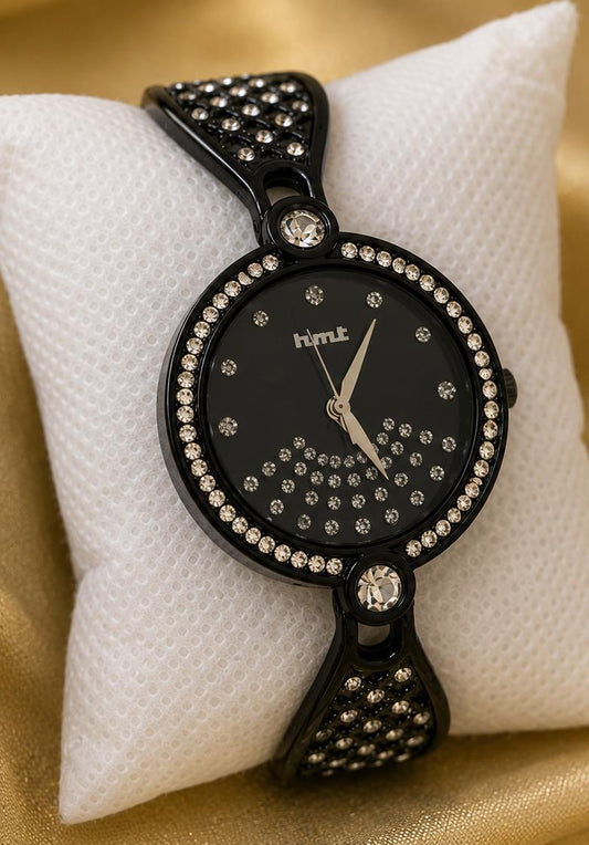 Crystal Studded Black Watch