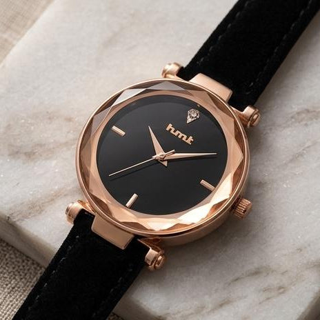 Rose Gold & Black Dial Women's Watch