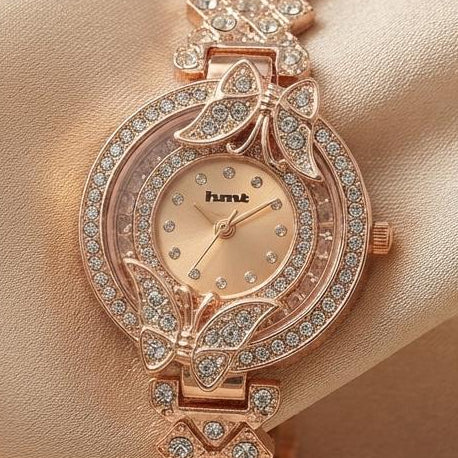 Rose Gold Butterfly Crystal Watch